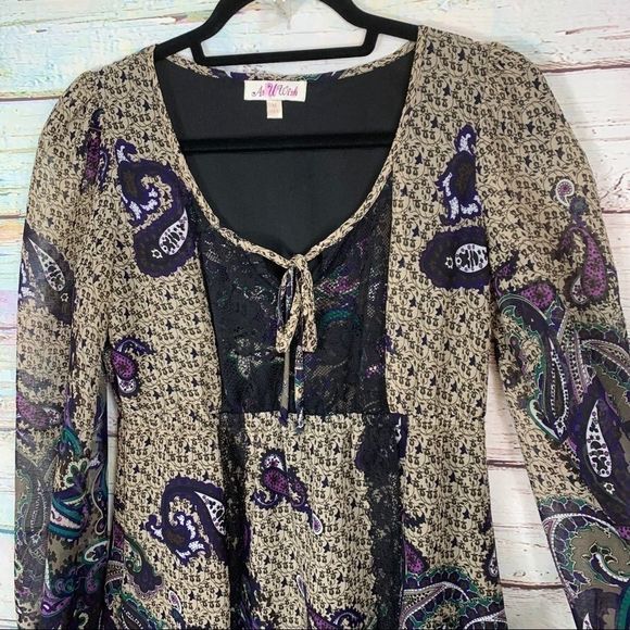 EUC As U Wish Boho Long Sleeve Dress CUTE!! - Picture 6 of 10